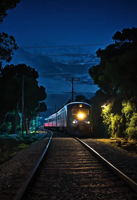 generar una imagen cuadrada de un tren asesino con fondo nocturno