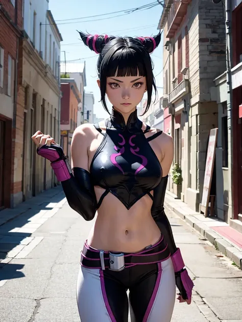 Juri Han, street fighter(master part, best quality, ultra-detalhado, Melhor sombra), (Antecedentes detalhados, Olhando para o Viewer, Serious, irritado), Rosto detalhado, (best ilumination), ((Cinematic light)), colorido, hiper detalhe, dramatic light, det...