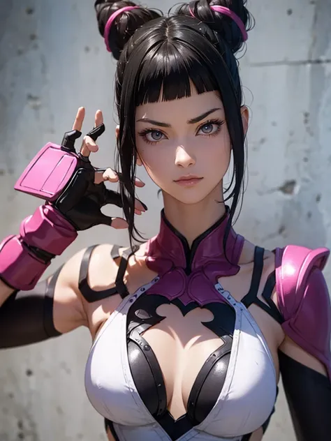 Juri Han, street fighter(master part, best quality, ultra-detalhado, Melhor sombra), (Antecedentes detalhados, Olhando para o Viewer, Serious, irritado), Rosto detalhado, (best ilumination), ((Cinematic light)), colorido, hiper detalhe, dramatic light, det...