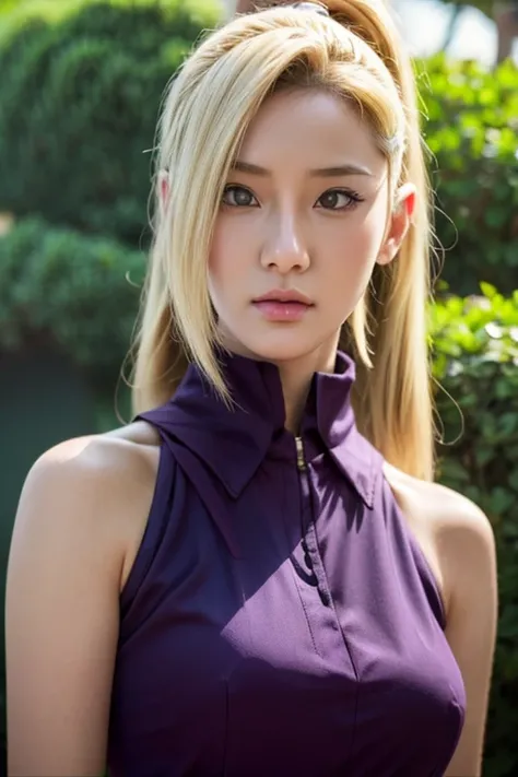 Real life adaption of this character,Asian teen beauty , realistic same hair, realistic outfit, realistic light, realistic shadow, hyper realistic, realism, realistic background,(photorealistic:1.2). Ino / Ino Yamanaka (Ino Yamanaka) / [Boruto: Naruto Next...