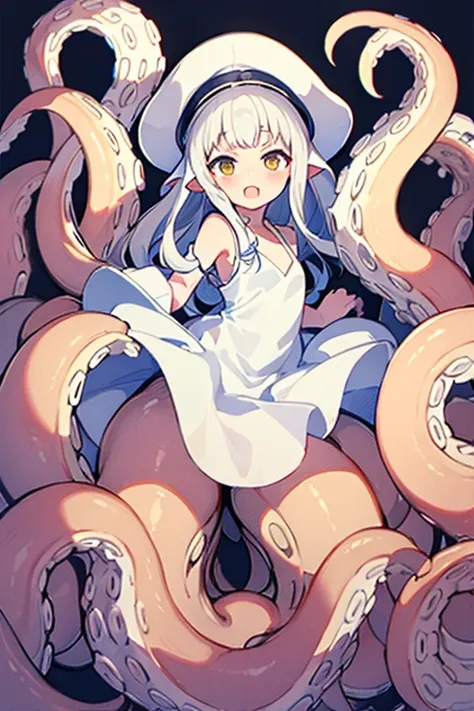 Scylla、White tentacles、White Simple Dress、