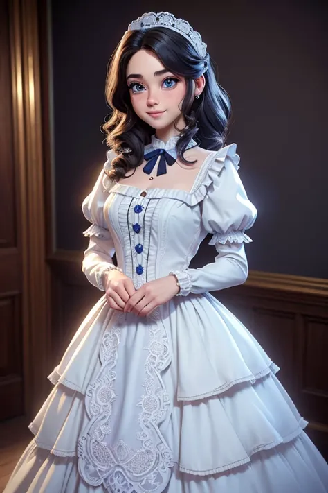 (mejor calidad, 4k, 8k, high resolution, Obra maestra: 1.2), ultra detallado, (realista, photorealista, photorealista: 1.37), wearing a sexy white lace victorian vestido, hermosos ojos azules detallados, beautiful pelo rubio detailed, hermosos labios detal...