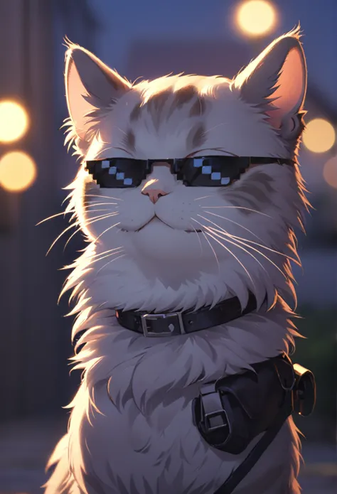 incrsxldealwithit,sonnenbrille, anime-serie, katze, nachmittag, dusk, bokeh, smug,