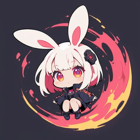 cartoon animal design, Full body picture of a cute rabbit in flat style, Simple but with a strong sense of design, Fresh flat style, Cyberpunk elements are liberally incorporated, Viewed from the front、It expresses an attractive and cute posture., Cute pos...