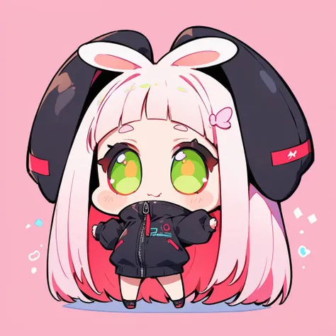 cartoon animal design, Full body picture of a cute rabbit in flat style, Simple but with a strong sense of design, Fresh flat style, Cyberpunk elements are liberally incorporated, Viewed from the front、It expresses an attractive and cute posture., Cute pos...