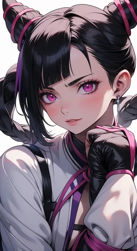 Juri Han, street fighter(master part, best quality, ultra-detalhado, Melhor sombra), (Antecedentes detalhados, Olhando para o Viewer, Serious, irritado), Rosto detalhado, (best ilumination), ((Cinematic light)), colorido, hiper detalhe, dramatic light, det...