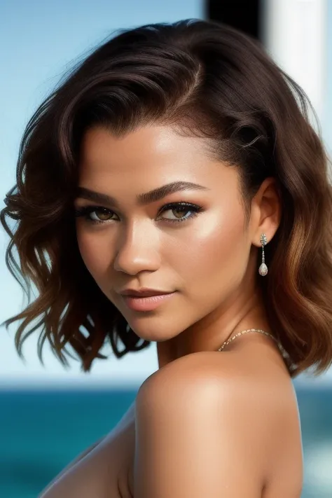 photo of  zendaya a woman as a movie star, modelshoot style, (extremely detailed CG unity 8k wallpaper), Intricate, High Detail, Sharp focus, dramatic,photorealistic painting art by midjourney and greg rutkowski , (waist chain), ((movie premiere gala)), ((...