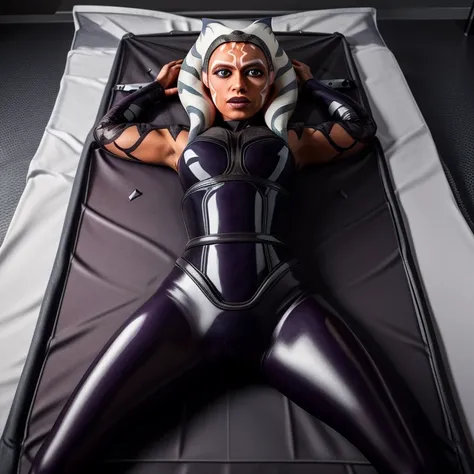 ahsoka,lie in a latex vacuum bed,(best quality,4k,8k,highres,masterpiece:1.2),ultra-detailed,(realistic,photorealistic,photo-rea...