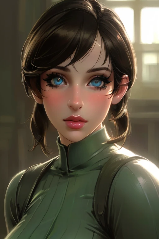 (best quality,highres,ultra-detailed),(realistic:1.37),beautiful detailed eyes,beautiful detailed lips,long eyelashes,sexy face,rebecca chambers,stunningly beautiful,(HDR:1.1) detailed photo,S.T.A.R.S. outfit
