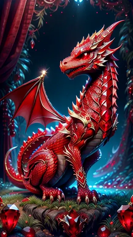 ruby style, dragon, red crystals