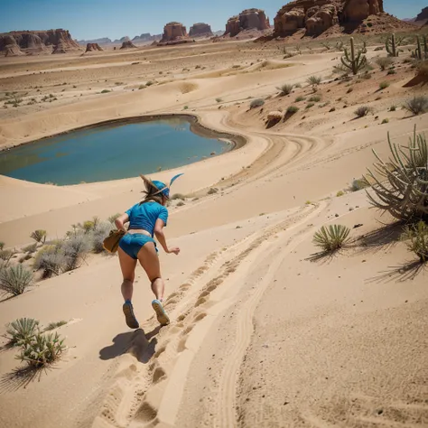 (a cartoonish,stylized,comic-book-style:1.1) road runner zips through the view, (leaving motion blur,velocity lines,trails), showcasing its incredible speed and agility. The road runner is depicted as vibrant and lively, with exaggerated features such as (...