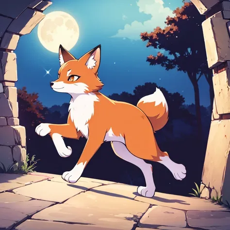 Fox exploring for vitamin in moon