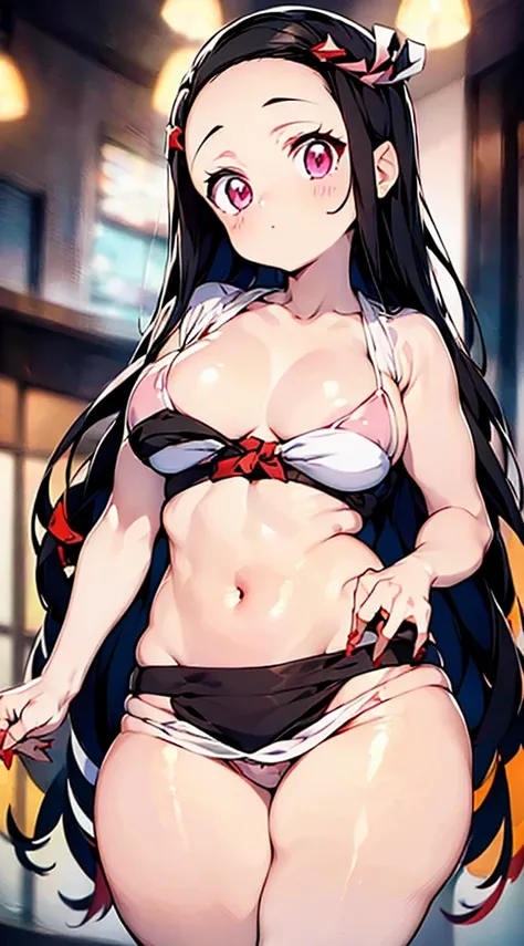 (chef-d&#39;artwork, best quality:1.2),nezuko de face nue nous regardant (gros seins) (pas dhabit (nue) (tout le corp)