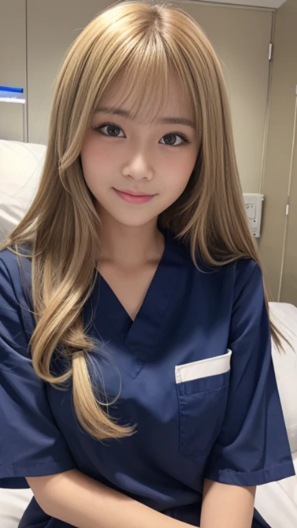 (Medium Chest)、Sexy cute looks and cute 15 year old beautiful girl, Beautiful and sexy face、A strong wind blows my hair in front of my face、Beautiful blonde with cute long straight hair, Sexy eyes hidden behind long bangs,slightly dark skin, height: 156cm,...