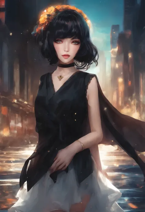 anime　beautiful girl　Black Bob