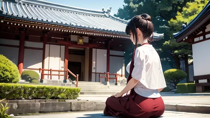 (8K), (Best Quality), (Mastepiece: 1.2)  Japan　Temple　A woman practicing zazen　meditation