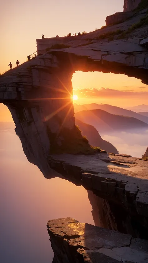 Highest quality,Fantasy,cliff,Sunset