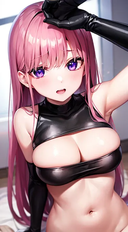 Very large breasts、Nipples、Sexy pose、Sexy Face、evilの女幹部、evil役、risque clothes、Long gloves、Pink Hair、Eroticいお姉さん、evil、Hypnosis、brainwashing、Erotic、brainwashingされて目が紫色になる、Hearts in the eyes、Long Hair、Taunt、Eroticい顔、Enemy sister、lure、黒とピンクを基調としたrisque clothes、...