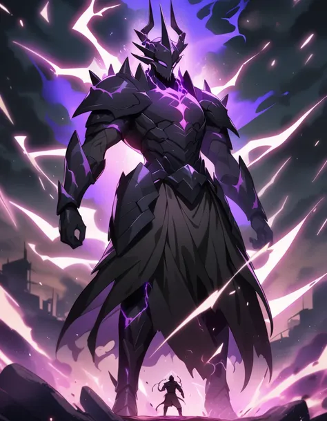 1boy, male focus, full body,electricity,, masterpiece, best quality, very aesthetic, absurdres mythical guardian, fill with dark, energy, anime, Indian, dark armour