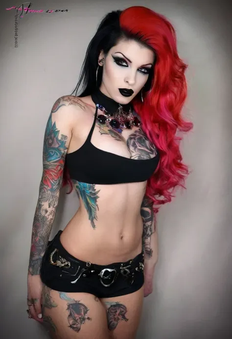 hyper realistic photo perfect goth vampire, sexy seductive facial features, tattooed face, smooth snow white skin, thin curved b...