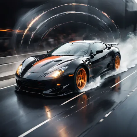 (Black vinyl record), cover design, minimalism art, cover photo of high speed car, Motion Blur, with speed-lines, action-lines, (masterpiece, best quality, Professional, perfect composition, very aesthetic, absurdres, ultra-detailed, intricate details:1.3)