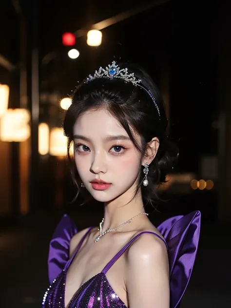 Araped woman wearing dark purple yellow dress, best face, chassis, blackpink jennie, Yanjun Chengt, Popular Korean Makeup, Exciting and cute aesthetics, Jinyoung Shin, Popular Korean Makeup, Inspired by Hwangji, Small tiara, Beautiful Angel Girl, official ...