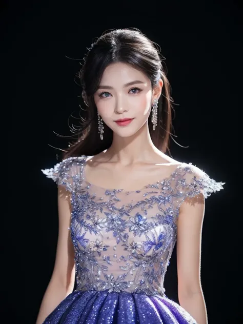 (8K，best picture quality，high resolution，Highly detailed body details，Telegraph slang，dynamic lighting，very detailed face)
her dress was black，Complements the colors of the volcano.。It is made of silk and tulle.，The texture is light and soft，It felt like i...