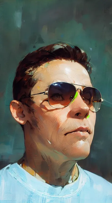 a nice guy portrait, in sunglases, standing in desert, clouds, cyberpunk, mecha, gandam, robots, glam, post apocaliptic world, anime, manga style