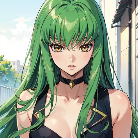 C.C. Naked, code geass , full color, freen hair