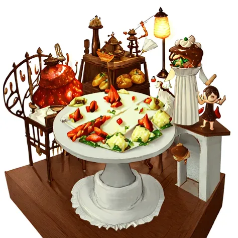 [(White Background:1.4)::5],(Little:1.3),Bottle bottom,lamp stand,pedestal,platform,(delicious food:1.8)