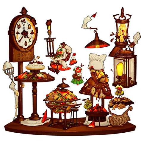 [(White Background:1.4)::5],(Little:1.3),Bottle bottom,lamp stand,pedestal,platform,(delicious food:1.8)