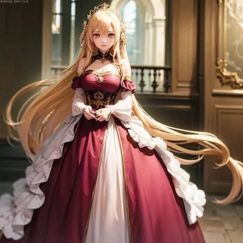 1 woman, long curly blonde hair, pink eyes, pale pink, Venitian masked, ball dress, princess, best quality masterpiece