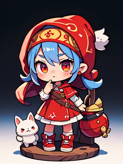 personaje de anime con turbante rojo y capa roja., little red riding hood for the thief, cute 3d rendering, lalafell, stylized 3...