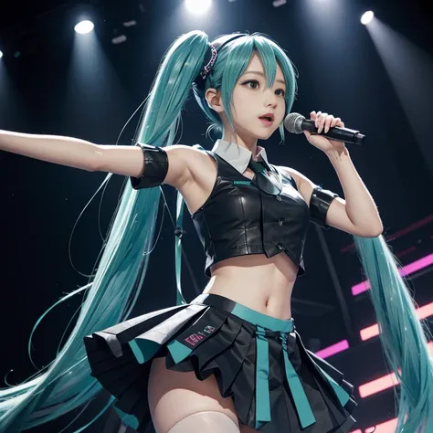 Hatsune Miku、No sleeve、Pleated skirt、live、stage