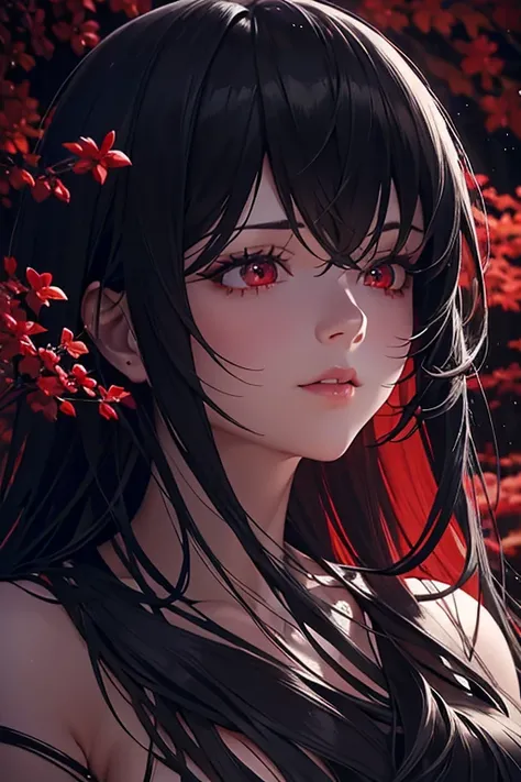 (best quality,4k,8k,highres,masterpiece:1.2),ultra-detailed,(realistic,photorealistic,photo-realistic:1.37),ahri,black hair,red cloth,black cloth,beautiful detailed eyes,beautiful detailed lips,extremely detailed eyes and face,long eyelashes,anime,portrait...