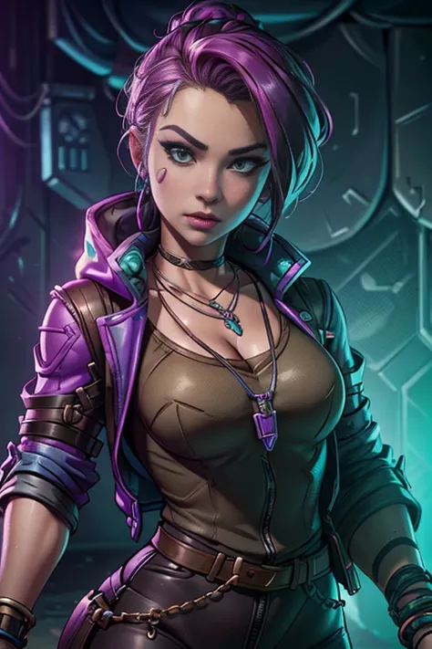 close-up of a person wearing a pendant and necklace, fortnite character, as a fortnite character, female lead character, female ...