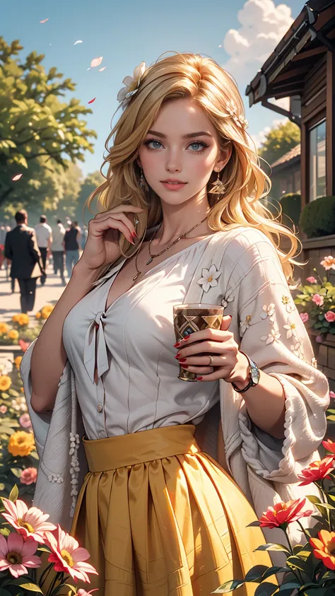 ((最high quality, 8K, masterpiece: 1.3, Ultra HD, high quality, 最high quality, High resolution, realism)) 、A 22-year-old extremely beautiful white woman、Her hair color is platinum blonde、blue eyeedium Hair、Straight Hair、The hair is shiny、The skin is lustrou...