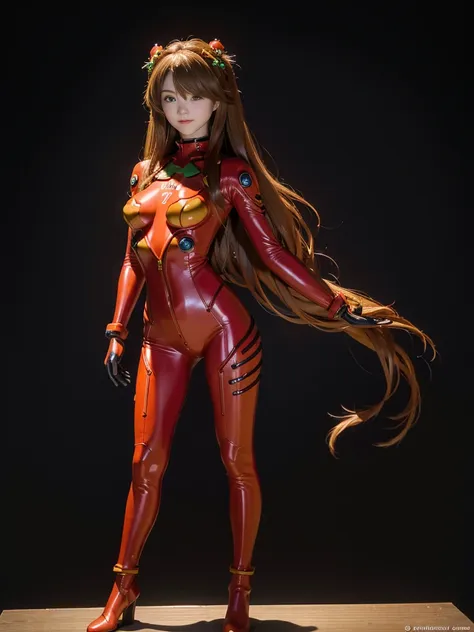 best quality, masterpiece, realistic, photorealistic, 1girl, solo, looking at viewer, full body, wariza, long hair, asuka cospla...