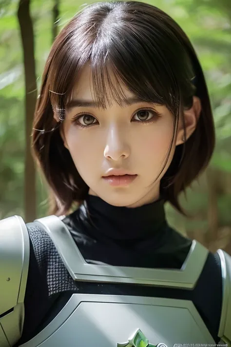 a sserafimsakura, perfect eyes, (ultra realistic:1.5), (standing in forest:1.2), (close-up photo:1.5), (black paladin armor:1.2), (intricate:1.2), (looking at camera:1.2), (best quality:1.2), 