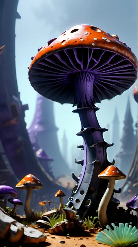 ((best quality)), ((masterpiece)), ((Practical,The art of math)), (Super detailed),DonMR3mn4ntsXL Purple Ochre Giant Cup Scale Mushroom, Uneven texture,  Beneficial Mycorrhiza, swell, Tufting,   Rough texture of walnut,,Cap scaly,,Uniform bruises,   , Octa...