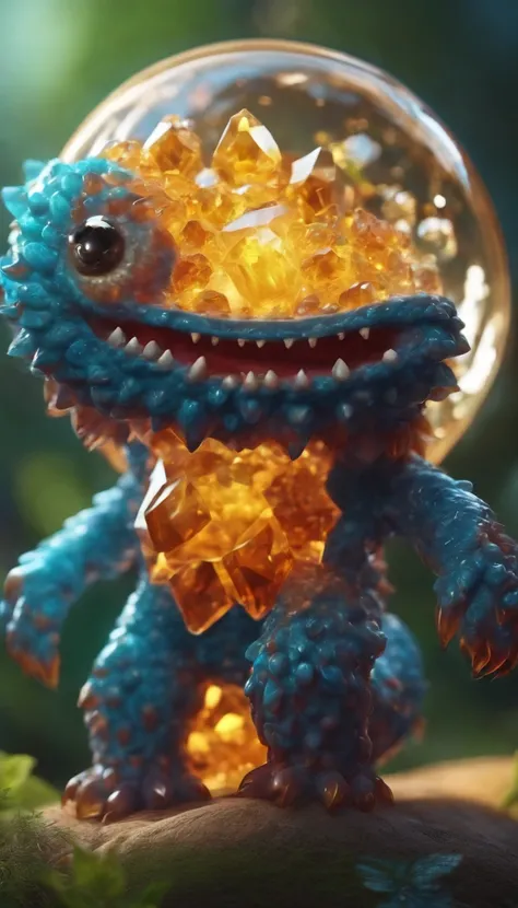 Cute crystal monster, Detailed 8k beautiful and bright，good quality