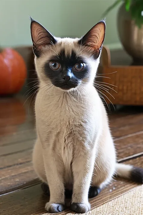 Siamese cat　Sitting　Looking at me　cute