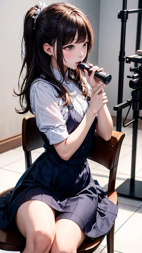 highest quality、4K quality、Sit on a chair、Woman in a dress sucking a penis、Shooting from the side