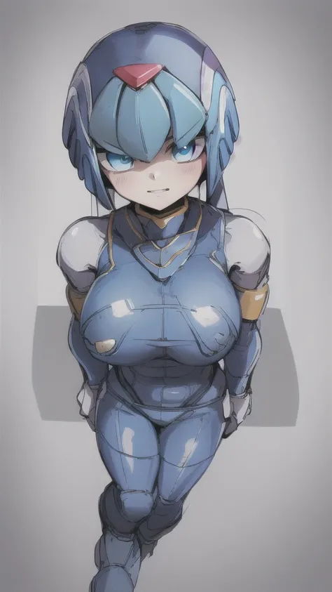 Leviathan_megamanz, 1 girl, looking at viewer, Light Blue hair, blue eyes, Female halo spartans