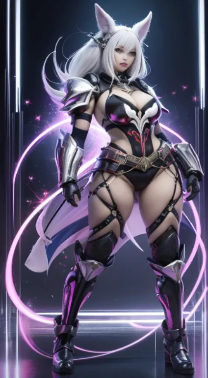 FUTURISTIC CHINESE WHITE DEMON WOMAN, MECHANICAL ARMOR, MUSCLE BODY