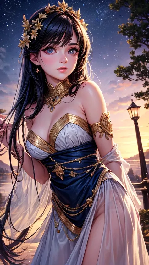 (best quality,8k,highres,masterpiece:1.2),ultra-detailed,realistic,photorealistic:1.37,a beautiful woman,gazing at the stars,detailed eyes,detailed lips,long eyelashes,sparkling eyes,charming smile,flowing hair,starlit sky,serene atmosphere,natural beauty,...