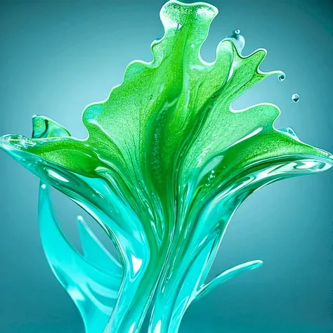 green、Tea、Irregular, abstract, and fantastic fluid art in blue