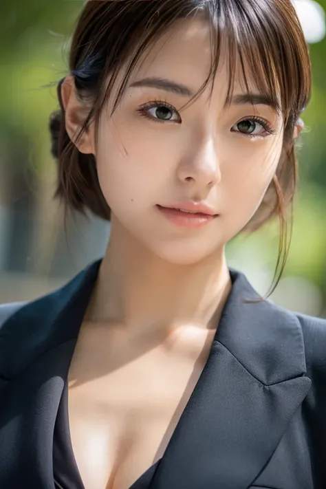 sexy、Inconspicuous、quiet、beautiful girl、Japanese、Beautiful breasts、Shortcuts、suit、Round face、thin, job hunting、Big Breasts,Ultra-Realistic Capture, Very detailed, High resolution 16K human skin close-up. Skin texture must be natural, So detailed that even ...