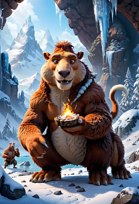 Campfire, Ice Age, (masterpiece, best quality, Professional, perfect composition, very aesthetic, absurdres, ultra-detailed, intricate details:1.3)