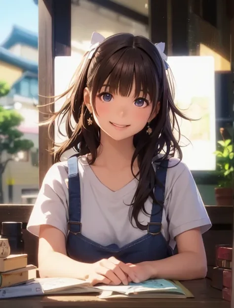 High resolution,In 8K,highest quality,detailed,Semi-realistic anime,Anime 3D Style,Smooth anime CG,One Girl,19-year-old woman in Japan,slim,Modeled,Shiny brown hair,Medium Hair,detailedな顔,Beautiful and detailed,Glowing Skin,Earrings Beautiful,straggling ha...